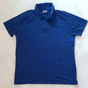 Charles Tyrwhitt Mens Navy Blue Polo Zip Collar Short Sleeve Classic Fit XL